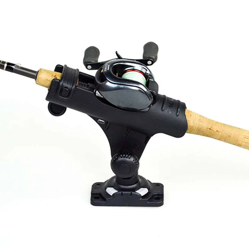 RAILBLAZA Fishing Rod Holder R with Boat Gunnel Track Mounting Base for  Baitcasting, Spinning, and Fly Reels